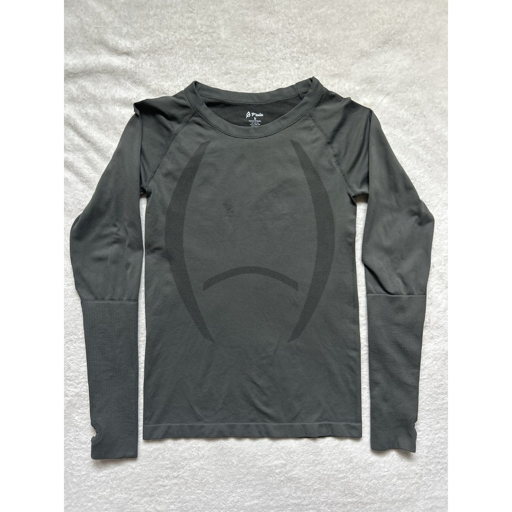 P'tula Re Energize Long Sleeve Seamless Top- Gray - S Athleisure- Gym Wear